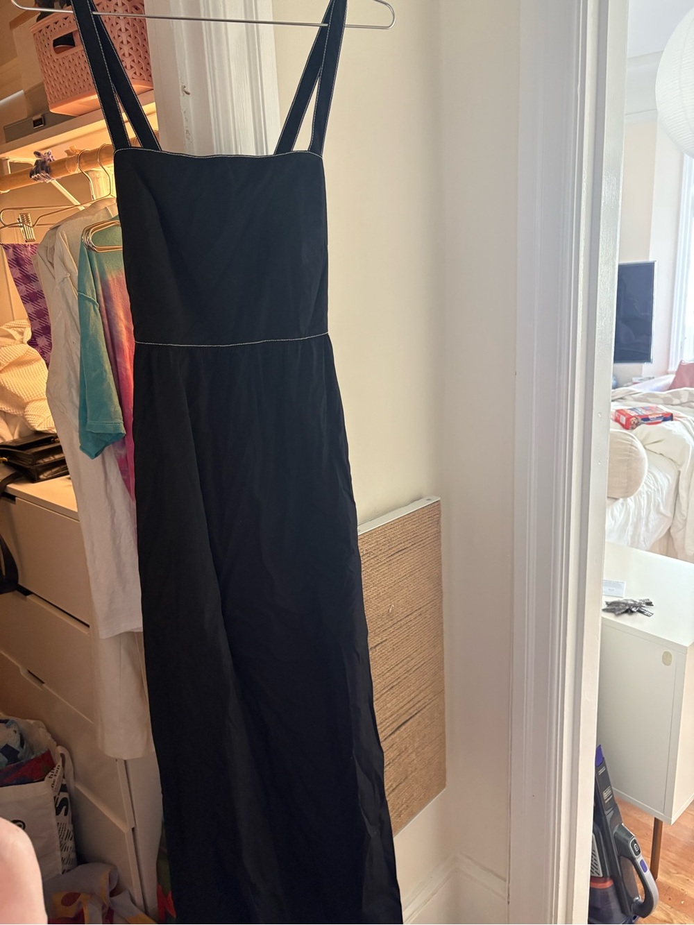 Zara Black Strappy Maxi Dress with Square Neckline